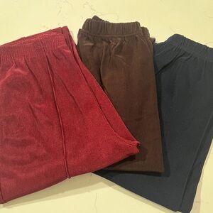Red, Brown, and Black stretchy Pants Set of 3